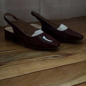 Elegant Burgundy Slingback Women's Shoes